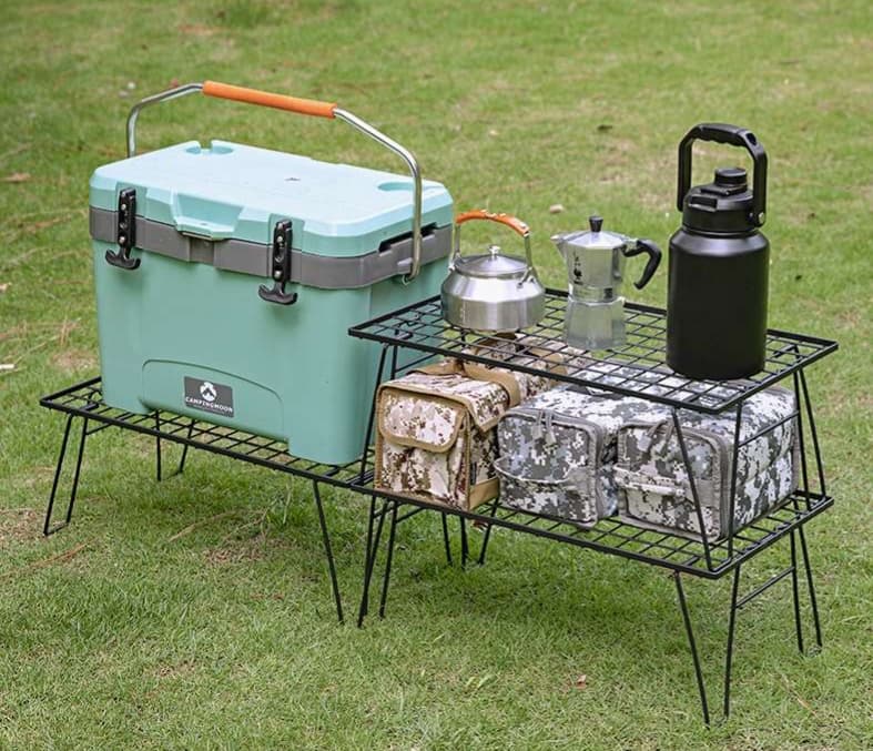 キャンプ用品 軽量折りたたみラック 3セット 天板付き キャンプテーブル