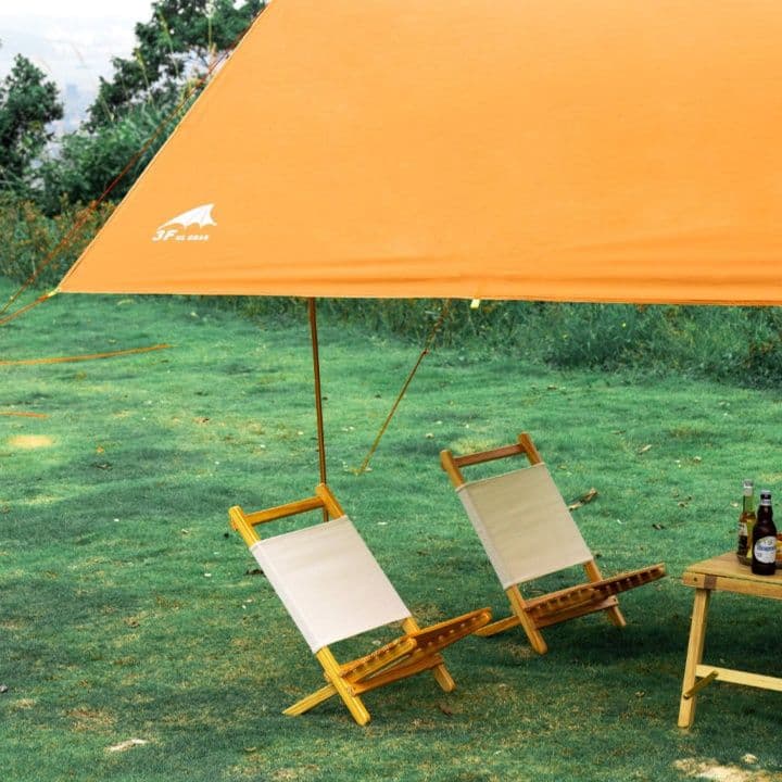 キャンプ用品 自然派大型日よけタープ 軽量設営型