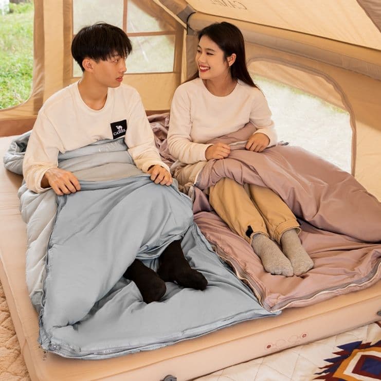 キャンプ用品 快適睡眠フードつき寝袋