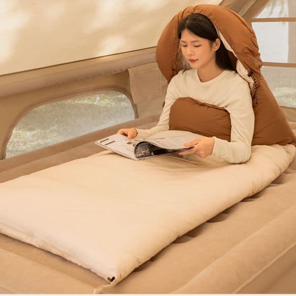 キャンプ用品 快適睡眠フードつき寝袋