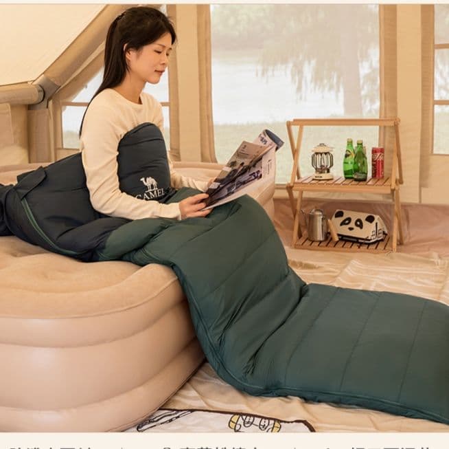 キャンプ用品 快適睡眠フードつき寝袋