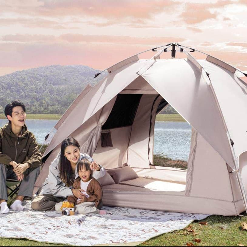 キャンプ用品 家族向け自動開閉式ドーム型テント