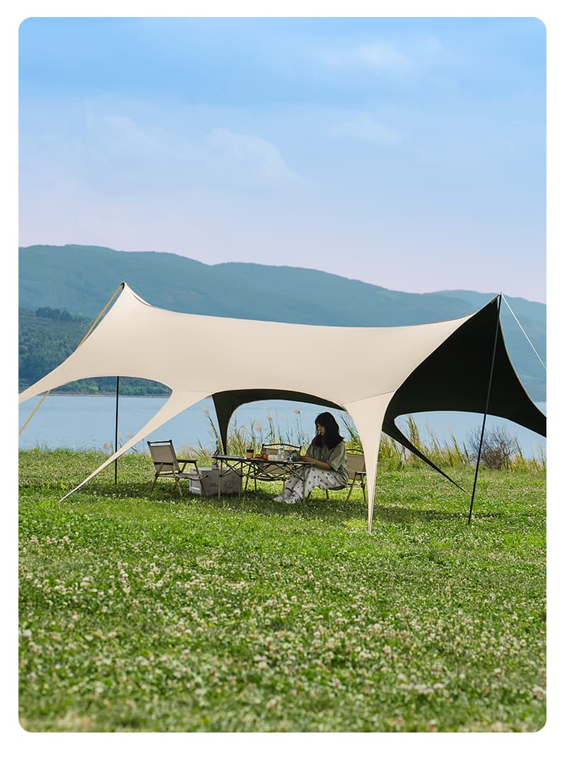 キャンプ用品 四角型大型日除け遮光タープ