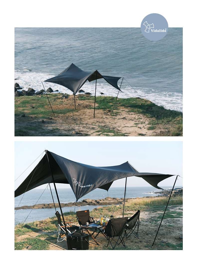 キャンプ用品 多機能サンシェードタープ