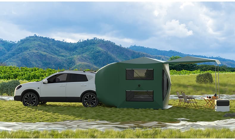 キャンプ用品 車中泊対応多機能車尾部連結テント