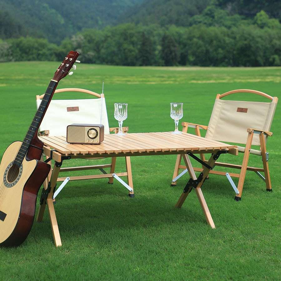 キャンプ用品  折りたたみ式アウトドアウッドテーブル