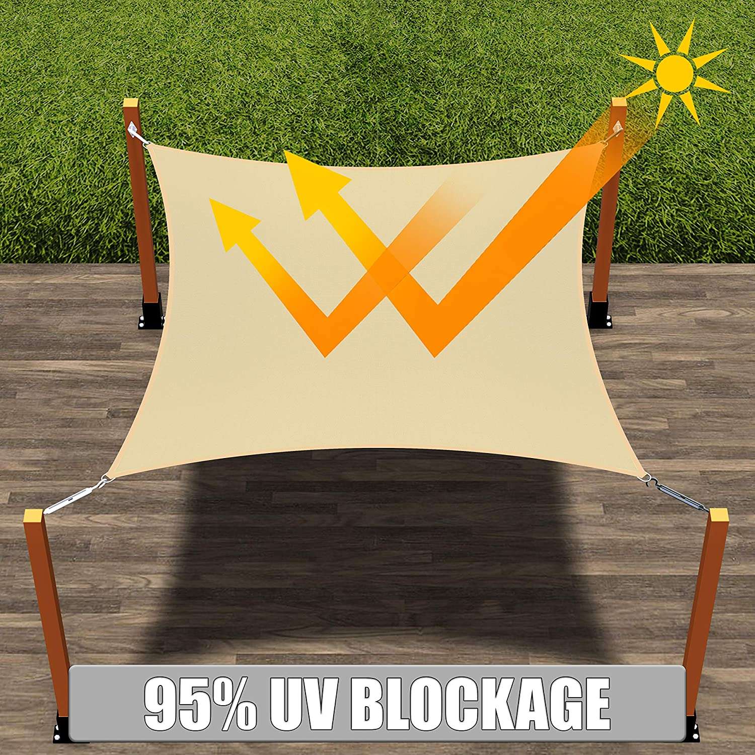 キャンプ用品  紫外線カット率95%の多目的日よけタープ