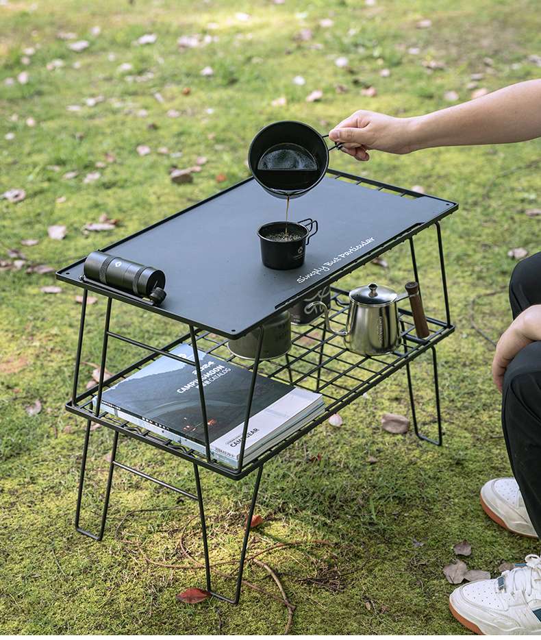 キャンプ用品 軽量折りたたみラック 3セット 天板付き キャンプテーブル