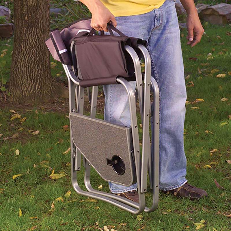 キャンプ用品 アウトドア折りたたみチェア 小型テーブル付き