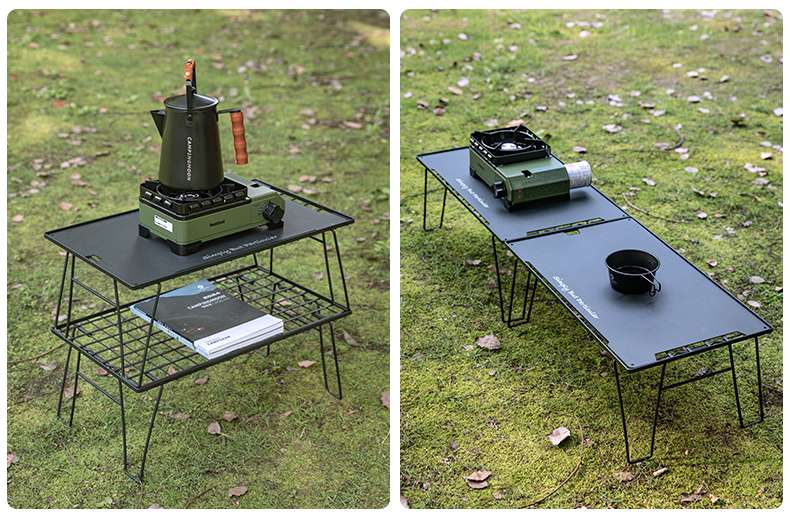 キャンプ用品 軽量折りたたみラック 3セット 天板付き キャンプテーブル