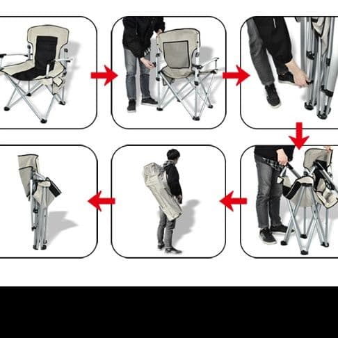 キャンプ用品 折りたたみ式肘掛け付き多機能収納チェア