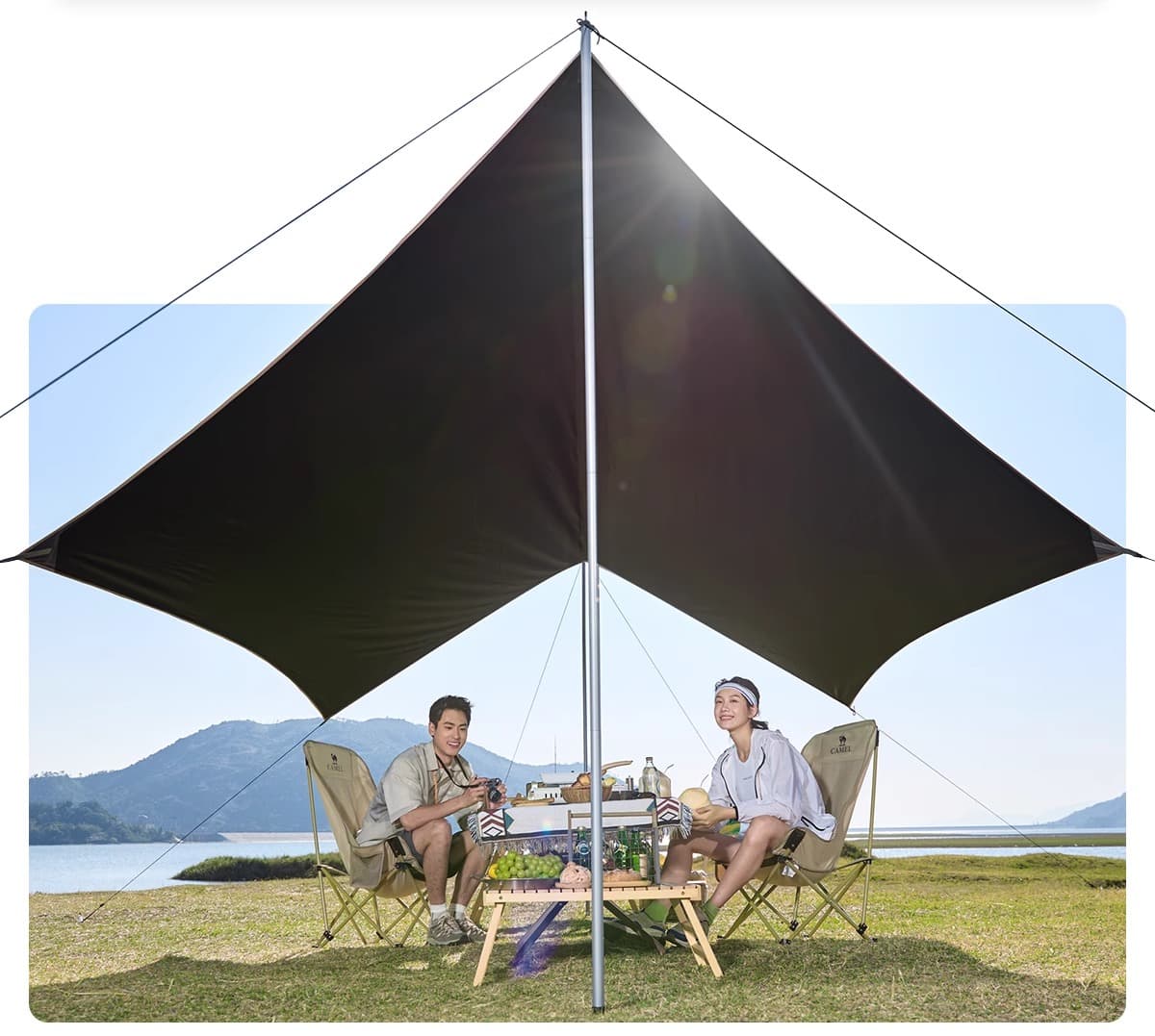 キャンプ用品 全遮光冷却キャンプタープ